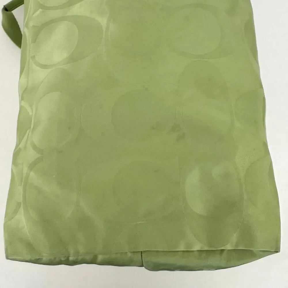 Coach Signature Nylon Packable Tote Bag Removable Pouch Lime Green Overnight - Picture 9 of 15
